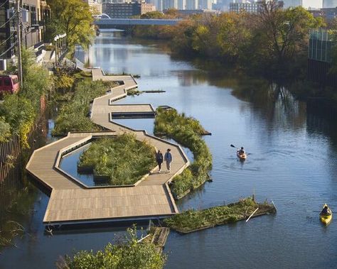 Flood Architecture Design, Floating Garden Architecture, River Architecture, Underwater Bedroom, Floating Gardens, Floating Raft, Olson Kundig, Eco Park, Water Architecture