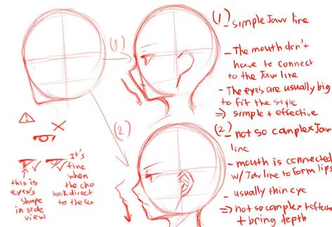 Face Side View Drawing, Anime Side View, Anime Side Profile, Side View Of Face, Draw Head, Side View Drawing, Profile Drawing, Manga Tutorial, 얼굴 드로잉