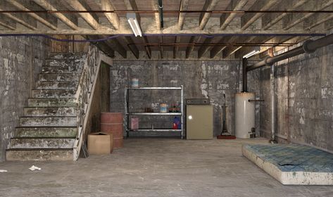 Kidnappers Basement, Basement Concept Art, Basement Reference, Grunge Basement, Torture Room Aesthetic, Basement Background, Basement Drawing, Abandoned Basement, Aesthetic Basement