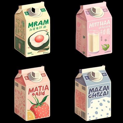 Milk Carton Design, Carton Of Milk, Drinks Packaging, Milk Cartons, Carton Design, Printable Wall Collage, Japanese Packaging, Milk Packaging, Drinks Packaging Design