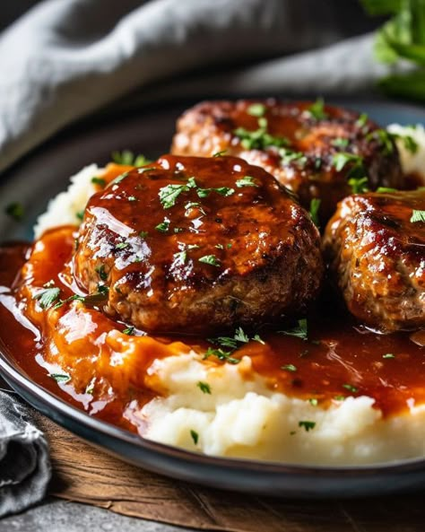 This is my hubby's fave dish, but I'm often in a crunch and have no time for anything fancy. This recipe is like a cheat code Slow Cooker Salisbury Steak, Salisbury Steak Recipes, Cheat Code, Beef Casserole Recipes, Salisbury Steak, Beef Recipes Easy, Crockpot Recipes Slow Cooker, Beef Recipes For Dinner, Beef Dinner