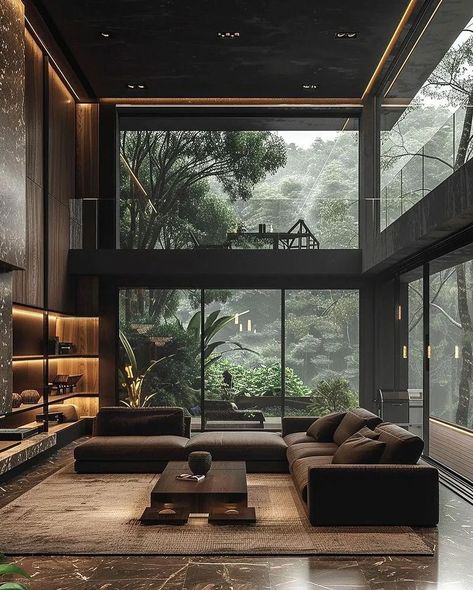 #livingroomdecor #decorations
 #housebeautiful #decora Black Porcelain Tiles, Tropical Home, Black Porcelain, Sophisticated Decor, Tropical Home Decor, Pinterest Home, Elegant Interiors, Black Exterior, Contemporary Living Room