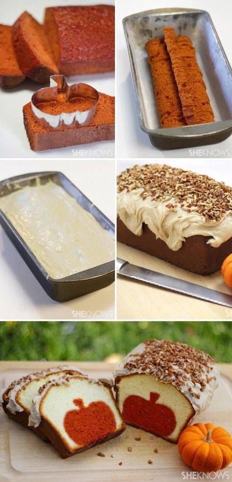 Surprise Inside Cake, Tårta Design, Pumpkin Pound Cake, Recipe Thanksgiving, Garlic Spread, Inside Cake, Cakes And Desserts, Thanksgiving Desserts, French Bread