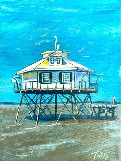 SOLD Middle Bay Lighthouse, Fairhope AL 6x8 by Vicki Boyd Fairhope Al, Lighthouse Art, Personal Branding, Lighthouse, Art Inspo, Art Projects, Branding, Art