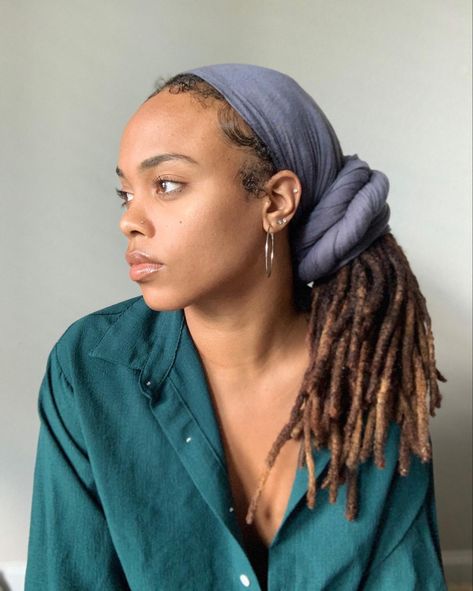 Head Wrap Locs, Black Feminine Energy, Headwrap Locs, Headwrap Hairstyles, African Natural Hairstyles, Headwrap Tutorial, Loc Hairstyles, Short Locs Hairstyles, Hair Scarf Styles