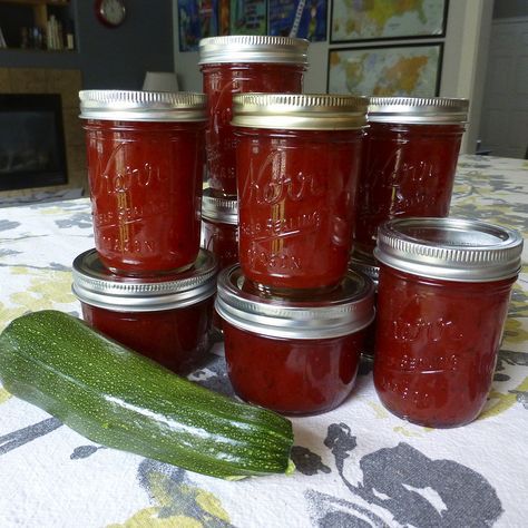 Pick Your Flavor Surprise Zucchini Jam: absolutely the most delicious recipe and it is so easy. Made by Nicole Strawberry Zucchini Jam, Zucchini Jam, Zucchini Relish Recipes, Canning Zucchini, Canned Zucchini, Zucchini Zoodles, Zucchini Relish, Canning Jam Recipes, Jam Recipes Homemade