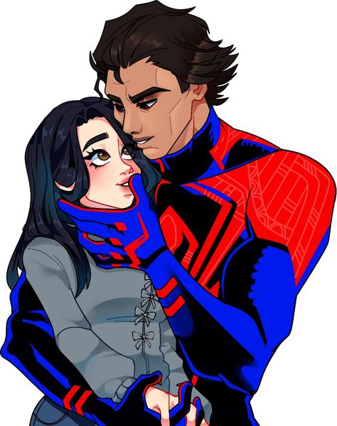 Miguel O'Hara x Oc (Valeria) Miguel O'hara X Yn, Miguel Ohara, Miguel O Hara, Reference Poses, Spider Verse, Xmen, Drawing Reference Poses, Spiders, Drawing Reference