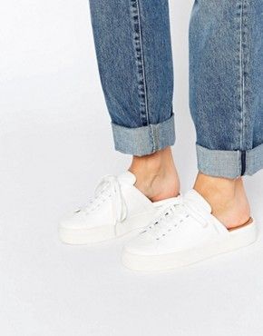 Backless Sneakers, Slip On Trainers, Comfy Shoes, Boots And Sneakers, Shoe Style, Work Shoes, Superga Sneaker, White Sneaker, River Island