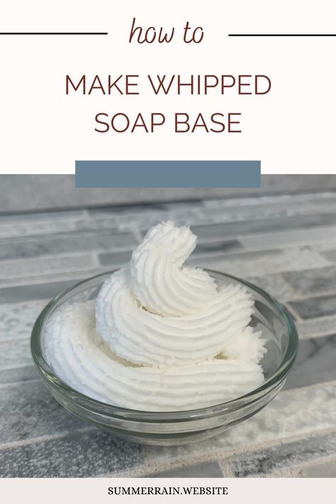 Learn how to make a Whipped Soap Base Recipe from scratch. Whipped soap bases are a blend of ingredients that give you a pliable, light and fluffy soap base. The Whipped Soap base is easily customized to create a whole bunch of different recipes with just a few ingredients. Homemade Whipped Soap, Homemade Whipped Soap Recipes, Whipped Soap Base Recipe, Foaming Bath Butter Base Recipe, Whipped Body Soap Recipe, How To Make Whipped Soap, Soap Scrub Recipe, How To Make Soap Base At Home, Diy Whipped Soap Recipe