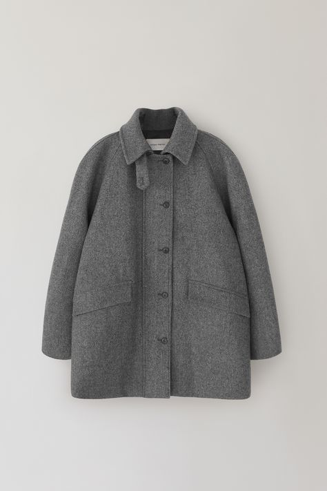 Casual Wool Half-zip Outerwear, Gray Wool Coat Short, Casual Single-breasted Collared Wool Coat, Gray Wool Coat With Button Closure, Gray Single-breasted Wool Coat With Lapel Collar, Gray Wool Coat, Outwear Women, Cozy Fits, Coat Outfits