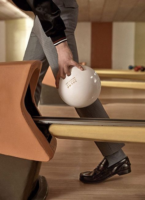 Luke Farley is the face of Mr Porter x Prada Capsule Collection Bowling Editorial, Bowling Photoshoot, Bowling Fashion, Jessica Ortiz, Bowling Pictures, Bowling Tips, Bowling Outfit, Bridesmaid Photoshoot, Fashion Make Up