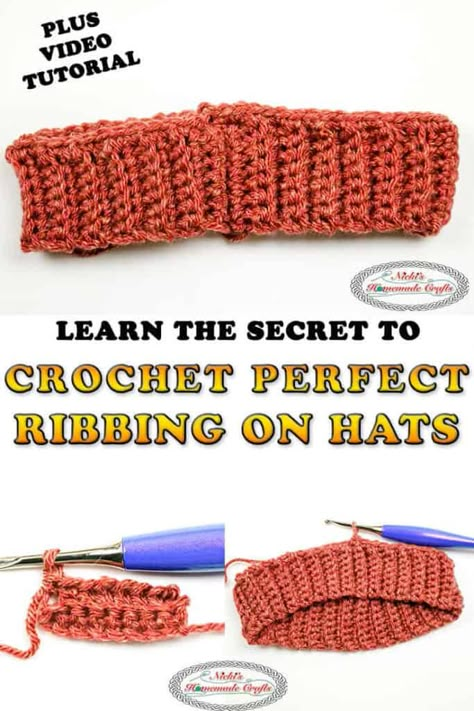 Crochet Ribbing, Hat Tutorial, Learn How To Crochet, Tutorial Crochet, Diy Hat, How To Knit, Hat Beanie, Crochet Stitches Tutorial, Crochet Free