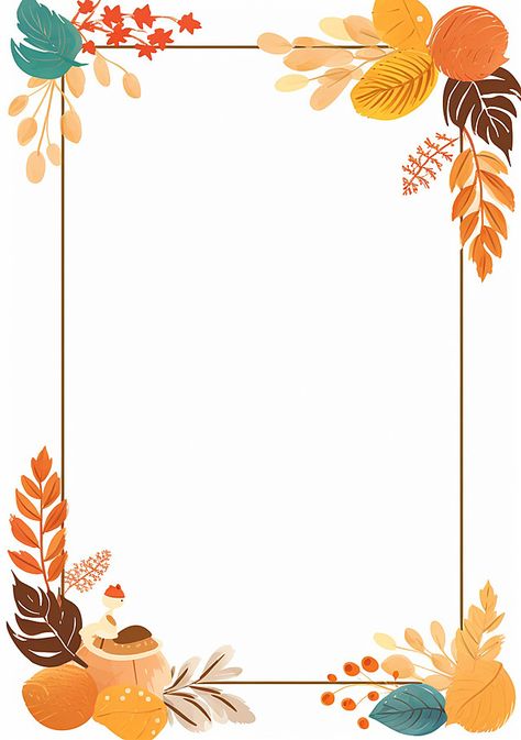 colorful illustrated a4 document autumn page border Autumn Border Frame, Autumn Border Designs, Thanksgiving Border, Page Boarders, Autumn Border, Classroom Tree, Autumn Frame, Fall Borders, Background Autumn