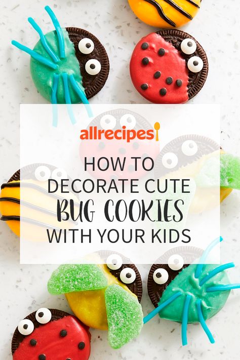 Bug Treats For Kids, Bug Themed Treats, Bug Inspired Food, Bug Party Snacks, Insect Themed Snacks, Bug Party Cake, Bug Snacks Preschool, Bug Food Ideas For Kids, Love Bug Cookies