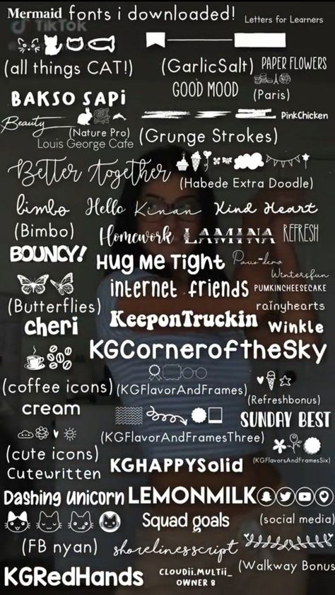 Symbol Fonts Dafont, Popular Fonts On Dafont, Username Fillers, Tiktok Font, Mermaid Font, Font Ideas Alphabet, Best Canva Fonts, Fonts Dafont, Dafont Fonts