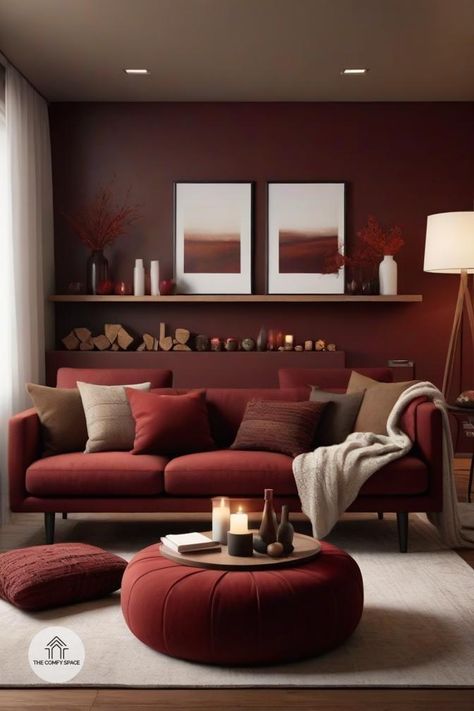 Is your living room feeling a bit too chilly? Let’s change that! By adding bold and warm accents, you can create a space that feels inviting and cozy. From rich colors to textured fabrics, discover the best ways to elevate your decor this winter. It’s all about making your home a welcoming retreat!#CozyVibes #WinterHome #DecorInspiration #HomeStyling #WarmAccents Burgundy Interior Design, Winter Living Room Ideas, Burgundy Couch Living Room, Red Couch Living Room, Burgundy Living Room, Comfy Space, Burgundy Interior, Winter Living Room, Textured Fabrics