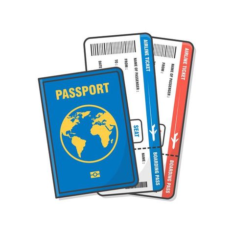 Tickets Illustration, Passport Illustration, Aphmau Fan Art, Airplane Tickets, Cartoons Png, Airline Tickets, Cartoon Images, Flat Icon, Premium Vector