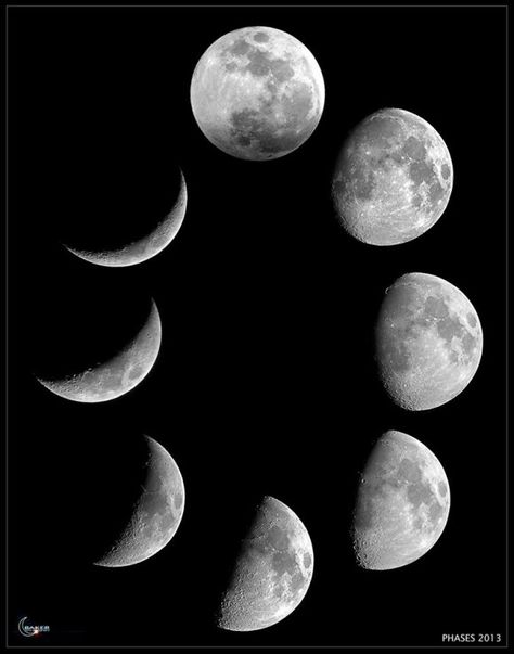 A composite of various Moon phases (by Jacob Baker, EarthSky) Tattoo Moon Phases, Flor Tattoo, Tattoo Moon, Moon Orbit, Lunar Calendar, Feather Tattoos, Moon Lovers, Beautiful Moon, Moon Magic