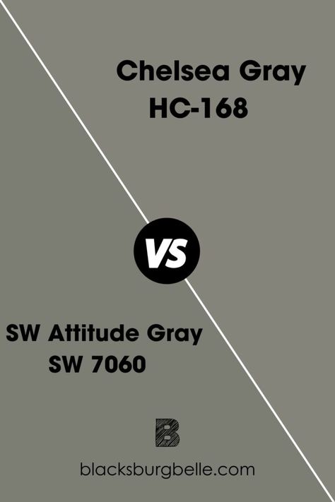 Sherwin Williams Attitude Gray has an LRV of 20, which means it’s darker than Chelsea Gray. But its green undertone makes it pretty similar to Chelsea Gray, although it shows more green than the color under review. Attitude Grey Sherwin Williams, Attitude Gray Sherwin Williams Exterior, Sw Attitude Gray, Sherwin Williams Attitude Gray, Attitude Gray Sherwin Williams, Bm Chelsea Gray, Charcoal Paint Colors, Benjamin Moore Chelsea Gray, Dark Gray Paint Colors