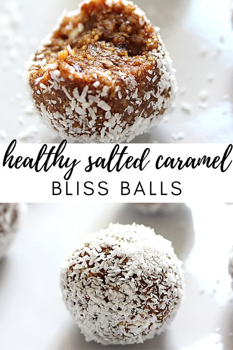 Salted Caramel Bliss Balls, Vegan Bliss Balls Healthy, Healthy Bliss Balls Recipes, Healthy Balls Recipe, Keto Bliss Balls, Gluten Free Bliss Balls, Protein Bliss Balls, Bliss Balls Recipe, Bliss Balls Healthy