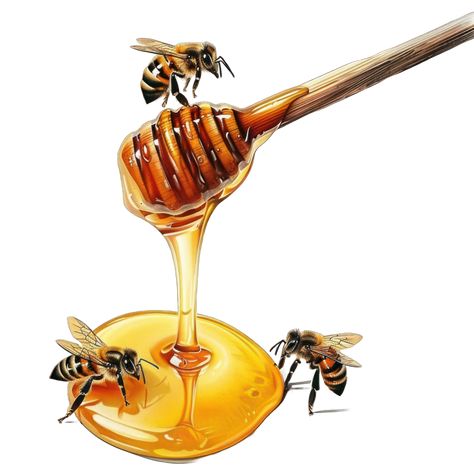 Honey Dripping from Dipper with Bees , Sweet, Natural, Organic, Nectar, Food, Healthy, Delicious, Golden Honey Mad Honey, Honey Dripping, Honey Dipper, Golden Honey, Heart Tree, Bee Art, Art Idea, Healthy Delicious, Menu Ideas