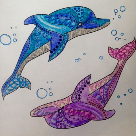 Dolphin Drawing, Sketching Ideas, Beautiful Sea Creatures, Madhubani Art, Ocean Decor, Alcohol Markers, Book Art Drawings, Aboriginal Art, Mandala Coloring