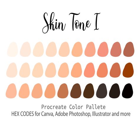 Skin Tone I, Procreate Color Palette, HEX Codes, Procreate Swatches, Color Swatches, Skin tones Procreate Art, Digital Download Diverse Portraits, Color Palette Hex Codes, Swatches Color, Procreate Palette, Procreate Color Palette, Hex Color Palette, Procreate Art, Skin Color Palette, Hex Codes