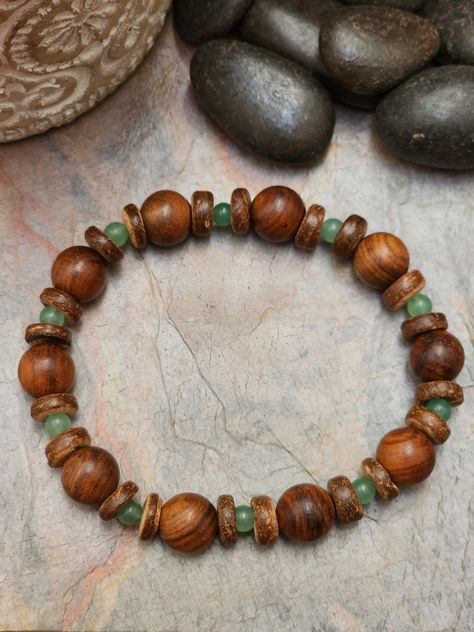 Unisex Sandalwood Bracelet with Buffalo Horn and Green Aventurine Spacers for Peace, Relaxation and Harmony | 10mm | $32 - Etsy Spiritual Green Bracelets With Wooden Beads, Spiritual Green Onyx Round Beads Jewelry, Hand-strung Aventurine Beaded Bracelets, Green Aventurine Polished Beads Jewelry, Manifesting Prosperity, Bohemian Jade Crystal Bracelet Hand-strung, Sandalwood Bracelet, Spiritual Bracelets, Universe Love