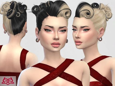 Sims 4 Fingerwaves, Victory Roll Hair, Sims 4 Hairstyles, High Bun Hair, 4 Hairstyles, 40s Hairstyles, Ts4 Mods, 50s Hairstyles, Victory Rolls