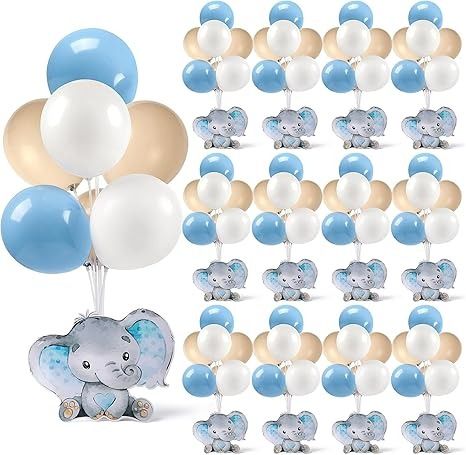 Amazon.com: 12 Sets Elephant Baby Shower Tables Centerpieces with Balloon It's a Boy Baby Shower Decorations for Elephant Theme Gender Reveal Birthday Party Table Decorations Supplies : Toys & Games Elephant Table Centerpiece, Baby Boy Elephant Shower Ideas, Boy Elephant Baby Shower Ideas, Elephant Centerpieces Boy, Elephant Theme Gender Reveal, Baby Shower Elephant Theme Boy, Gender Reveal Centerpieces, Baby Shower Tables, Elephant Baby Shower Theme Boy