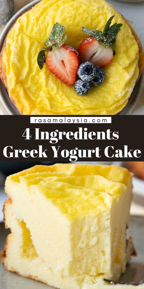 Yogurt Dessert Recipes, Greek Yogurt Dessert, Yogurt Cake Recipe, Greek Yogurt Cheesecake, Greek Yogurt Cake, Yogurt Dessert, Healthy Greek Yogurt, Rasa Malaysia, Healthy Yogurt