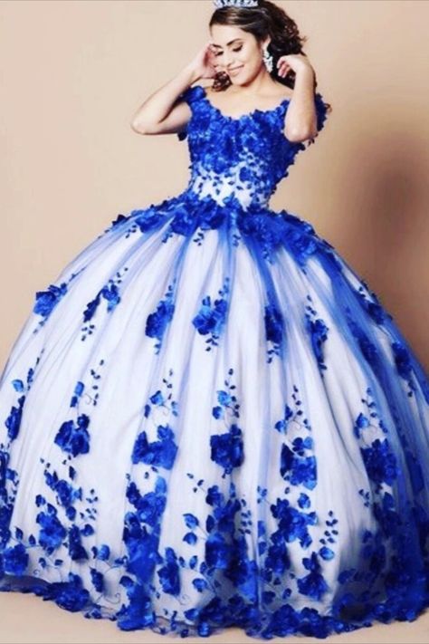 Quincenera Dresses Blue And White, Royal Blue And White Quinceanera Dresses, Blue And White Quince Dress, Quiencera Dresses Blue And White, Dark Blue And White Quinceanera Dresses, Blue And White Quinceanera Dresses, White Quince Dress With Blue Flowers, Quinceanera Dresses Royal Blue, Blue Butterfly Quinceanera Dresses Elegant