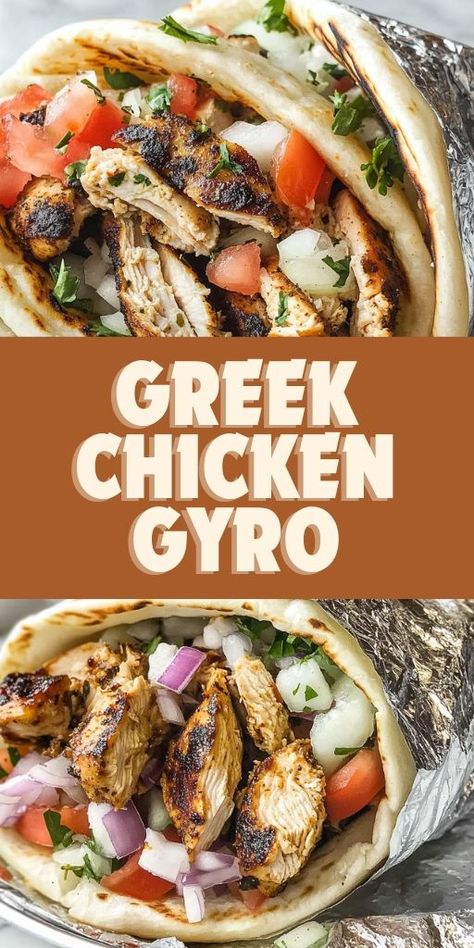 🥙 Savor the taste of the Mediterranean with this Greek Chicken Gyro recipe! 🍋✨ Juicy, marinated chicken, fresh vegetables, and creamy tzatziki sauce all wrapped in warm pita bread for the perfect lunch or dinner idea. Ready in under 30 minutes, this authentic dish is healthy, flavorful, and family-friendly. Save this pin for your next quick and easy meal! 💙👌 #GreekGyros #MediterraneanFlavors #ChickenRecipes #TzatzikiLovers #EasyDinnerIdeas #HealthyAndDelicious 🌟 Pita Bread Recipe Ideas Dinners, Authentic Greek Chicken, Greek Chicken Gyros, Chicken Gyro Recipe, Chicken Gyro, Breaded Chicken Recipes, Greek Gyros, Greek Yogurt Chicken, Gyro Recipe