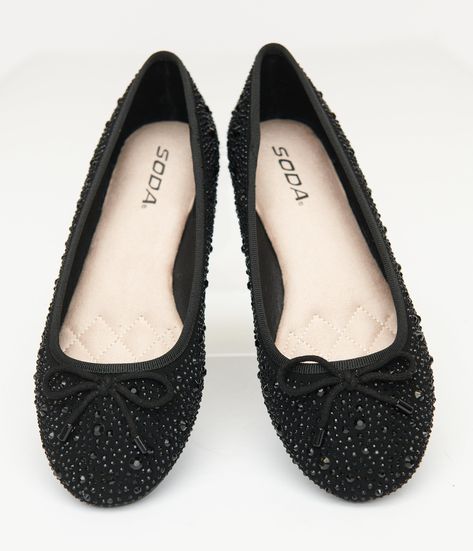 These chic black 1960s beauties are adorned with dazzling rhinestones that catch the light as you strut your stuff. The charming faux bow on the vamp adds an extra touch of whimsy, making them perfect for both day and night adventures..Available while supplies last. | 1960S Black Sparkle Flats | Size 7.5 Night Adventures, Sparkle Flats, Black Sparkle, The Vamps, Day And Night, Unique Vintage, The Struts, 1960s, Sparkle