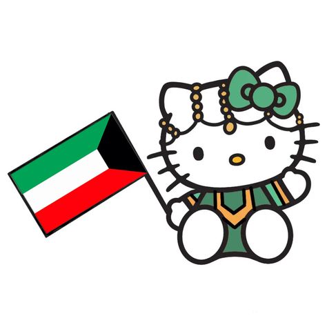 Kuwait Flag, Hello Kitty Art, Anime Warrior, Warrior Girl, Mini Drawings, The Flag, Hello Kitty Wallpaper, Kuwait, Cute Stickers