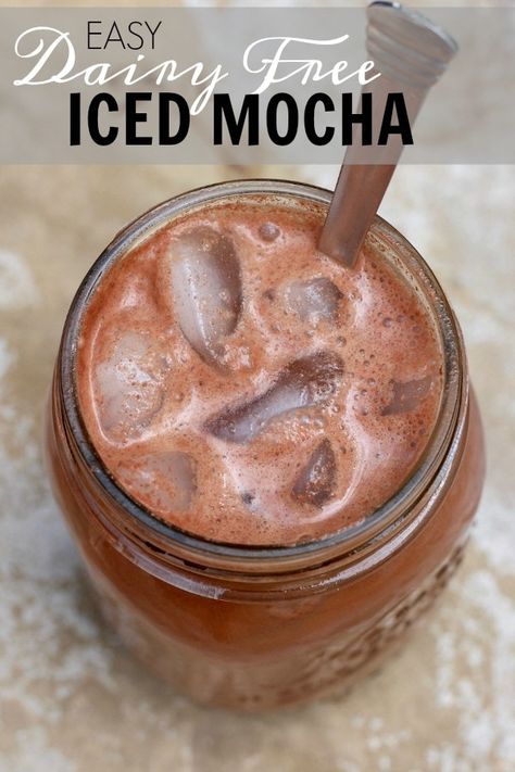 Easy Dairy Free Iced Mocha! Made with minimal ingredients that already have in your house, this Easy Dairy Free Iced Mocha is a refreshing pick-me-up for these hot summer days! #icedcoffee #mocha #dairyfree #summer #drinks #coffee #dairyfree #vegan #vegetarian Iced Mocha Recipe, Mocha Coffee Recipe, Iced Mocha Coffee, Beginner Vegan, Coffee Breakfast Smoothie, Vegan Brunch Recipes, Vegan Chocolate Recipes, Dairy Free Coffee, Plant Based Recipes Breakfast