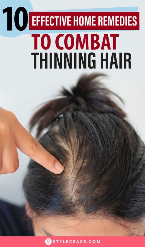 Nowadays, your hair has to fight with so many things out there to stay healthy and thick. Stress, pollution, and hormonal changes contribute to your hair thinning at an alarming rate. Don’t give up just yet because a few home remedies for thinning hair can do just the trick. Remedies For Thinning Hair, Treat Thinning Hair, Thinning Hair Remedies, Homemade Hair Treatments, Healthy Natural Hair Growth, Natural Hair Treatments, Hair Care Growth, Hair Growing Tips, Homemade Hair