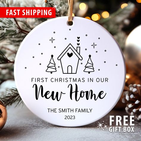 Our First Christmas In Our New Home, 1st Christmas In Our New Home Ornament, New Home Ornament Diy, New Home Christmas Ornament, New Home Ornaments, First Christmas New Home, First Christmas In New Home, First Home Ornament, Cricut Business