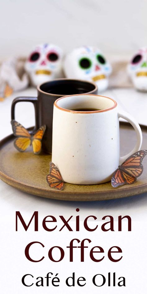 Mexican Coffee or “Café de Olla” is a wonderfully warming spiced coffee that’s easy to make in any kitchen. It’s a traditional Mexican drink recipe made with ground coffee, cinnamon, and dark sugar. Ground Coffee Recipes, Mexican Drink Recipes, Mexican Mocha, Steeped Coffee, Hot Drinks Recipes, Mocha Recipe, Mexican Coffee, Mexican Drinks, Mexican Spices