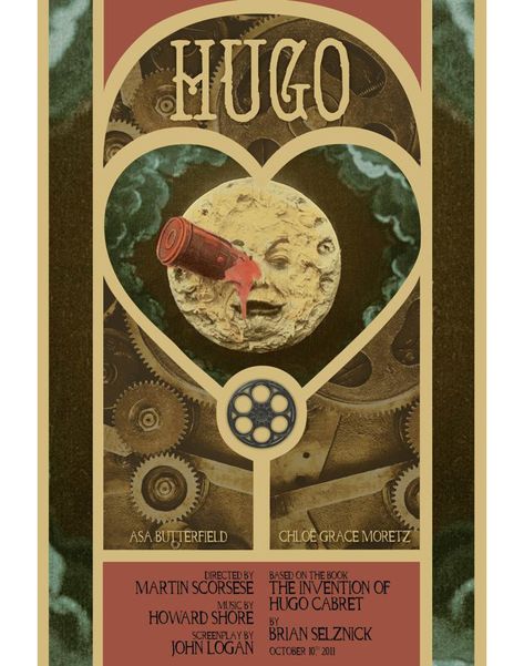 Hugo Hugo Movie Poster, Hugo Movie, Hugo 2011, Georges Melies, Hugo Cabret, George Melies, Travel Movies, Epic Movie, Romantic Comedy Movies