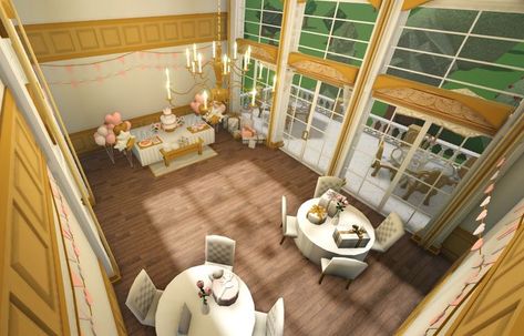 Bloxburg Coquette, Castle Ballroom, Coquette House, Mom Core, Kawaii Cafe, Elegant Coquette, Bloxburg Interior, Vintage Kawaii, House Decals