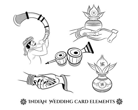 Indian wedding clip art collection | Premium Vector #Freepik #vector #beautiful #hand #culture #art Wedding Clipart Free, Wedding Clip Art, Wedding Vector Art, Wedding Icon, Indian Wedding Cards, Wedding Clip, Body Drawing Tutorial, Bengali Wedding, Hinduism Art