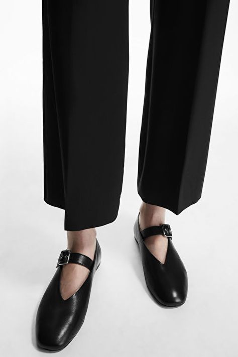 LEATHER MARY-JANE FLATS - BLACK - Shoes - COS Cos Shoes, Leather Mary Jane Flats, Mary Jane Ballet Flats, Black Flats Shoes, Mary Jane Flats, Leather Mary Janes, Ballerina Flats, Leather Buckle, Mary Jane Shoes