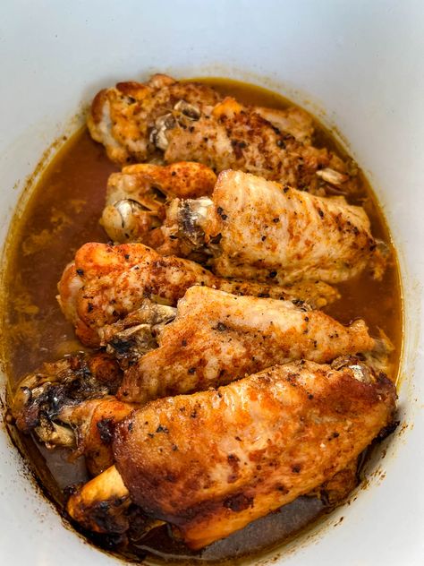 Slow Cooker Crockpot Turkey Wings Turkey Wings In Oven, Turkey Wing Recipes Crockpot, Wings In Slow Cooker, Crockpot Turkey Wings, Slow Cooker Turkey Wings, Wings Recipe Crockpot, Wings Slow Cooker, Slow Cook Turkey, Turkey Leg Recipes