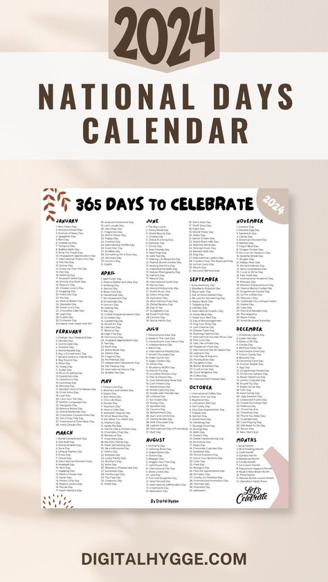 National Days and Holidays 2024 Printable PDF National Day Calendar 2023 Printable, January National Days 2024, January National Holidays 2024, May National Days 2024, National Days 2024, More In 2024, 2024 National Days Calendar, January Social Media Calendar, National Days In January 2024