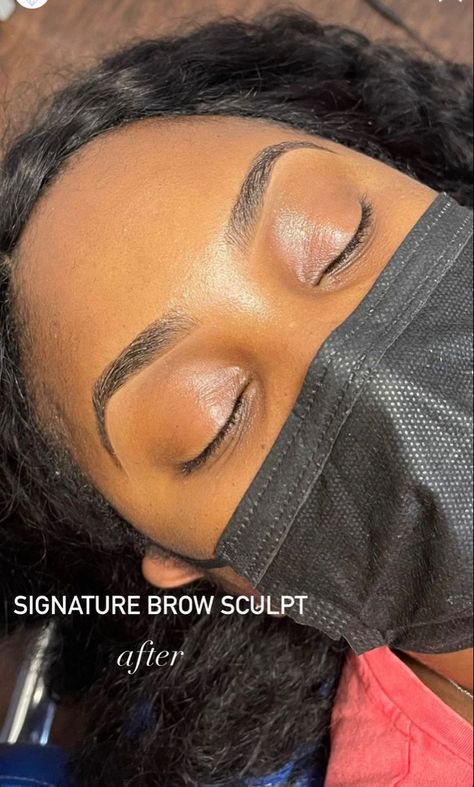 Thick Arched Eyebrows Natural, Threaded Eyebrows Black Women, Eyebrow Arch Shape Black Women, Natural Tinted Eyebrows, Curved Eyebrows Shape, Arch Eyebrows Black Women, Arched Eyebrows Black Women, High Arch Brows, Soft Arch Brows