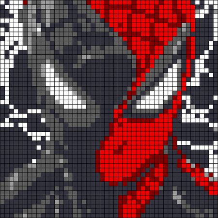 Plaid Pixel Art, Spiderman Tapestry Crochet, Spider Man Alpha Pattern, Spiderman Across Spiderverse, Macrame Pixel Pattern, Minecraft Pixel Art Grid, Pixel Art Hard, Spiderman Pixel Art, Spiderman Peter Parker