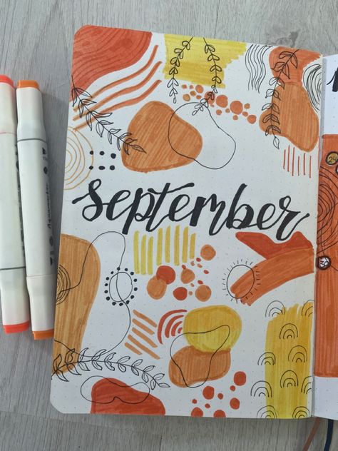 Jurnal Bullet Ideas September, September Monthly Spread Bullet Journal, Planner Ideas September, September White Board Ideas Aesthetic, September Gift Ideas, September Notebook Ideas, September Bujo Cover Page, September Spread Bullet Journal, September Diary Ideas