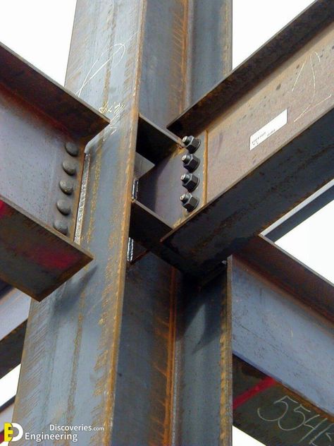 Types Of Structural Steel Sections, Advantages And Disadvantages - Engineering Discoveries Pergola Metal, Metal Building Designs, Steel Building Homes, Metal Beam, Steel Structure Buildings, Steel Frame House, Custom Metal Fabrication, Steel Fabrication, Steel Detail