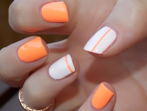 18 Pretty Orange Nail Designs | Pretty Designs White Gel Nails, Orange Nail Designs, Get Nails, Orange Nails, China Glaze, Fancy Nails, Creative Nails, Manicure E Pedicure, Base Coat